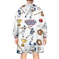 thumbnail image 2 of White Baseball Fun Club Pattern Wearable Oversized Blanket,Wearable Blanket Hoodie for Adults,Cozy Hooded Blankets with Super Pockets,Super Warm Fuzzy Pullover for Women & Men, 2 of 6