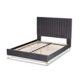 thumbnail image 3 of Baxton Studio Serrano Contemporary Glam and Luxe Grey Velvet Fabric Upholstered and Gold Metal Full Size Platform Bed, 3 of 7