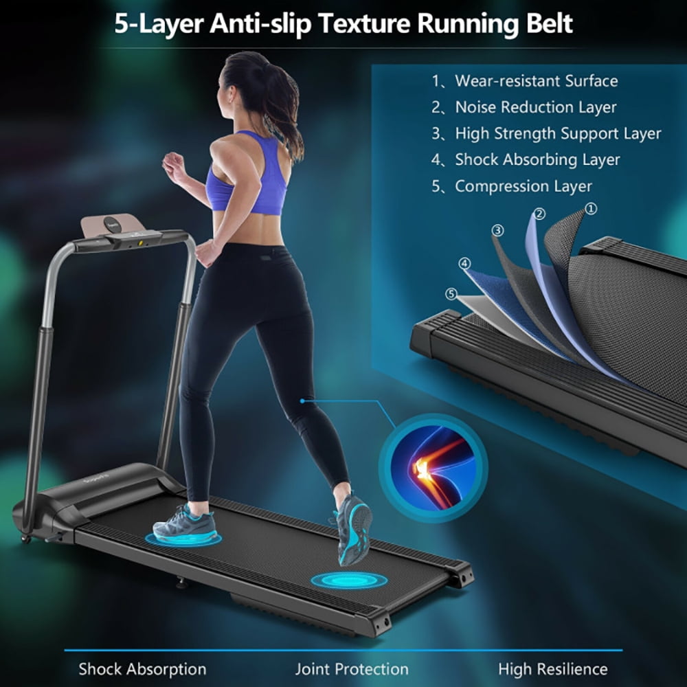 Yardi Yard Compact Folding Treadmill with Touch Screen APP Control-Black, Treadmill for Walking & Running