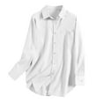 thumbnail image 2 of Silk Blouses Womens Down Shirts For Women Long Sleeve Dress Shirt Collared Blouse Tops Tunics,White Women Blending Shirts M, 2 of 9