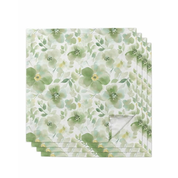 nqOlkjepod Sage Green Flower Cloth Napkins Set of 4 Reusable Dinner Napkins, Abstract Garden Botanical Leaves Cocktail Napkin Washable Table Napkins for Wedding/Holiday Party/Baby Shower 20"x20"