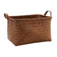 thumbnail image 3 of Cesta tejida para almacenamiento, organizador de lavandería, bolsos de imitación de ratán para baño, armario de granja multifuncional, contenedor de 38cmx26cmx25cm, 3 of 9