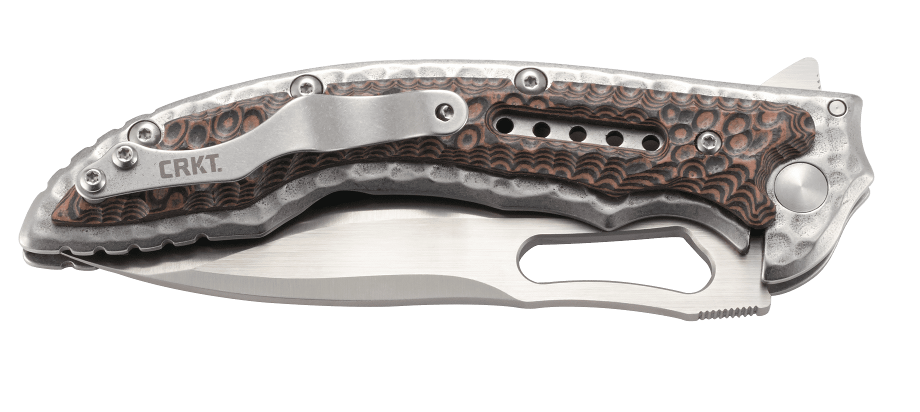 CRKT Fossil Folding Pocket Knife, 3.96" Satin Stainless Steel Blade, Frame Lock, EDC Knife with Textured Handle – Model 5470
