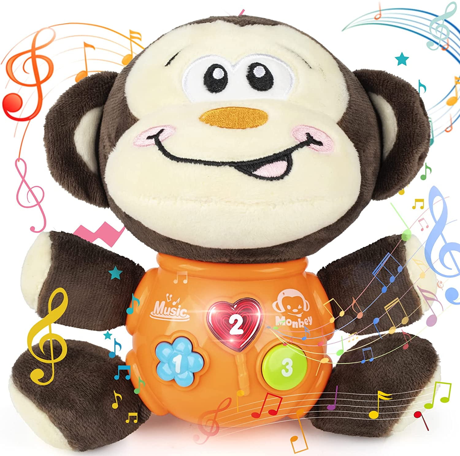 Vanmor Plush Monkey Baby Toys, Newborn Baby Musical Toys for Baby 0 to