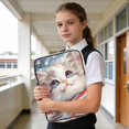thumbnail image 6 of Haosy Accordion File Organizer Zipper Binder 500 Sheet 6-Tab Expanding File Folder Multi-Pocket 1.2 Inch 3 Ring White Cat with American Flag, 6 of 7