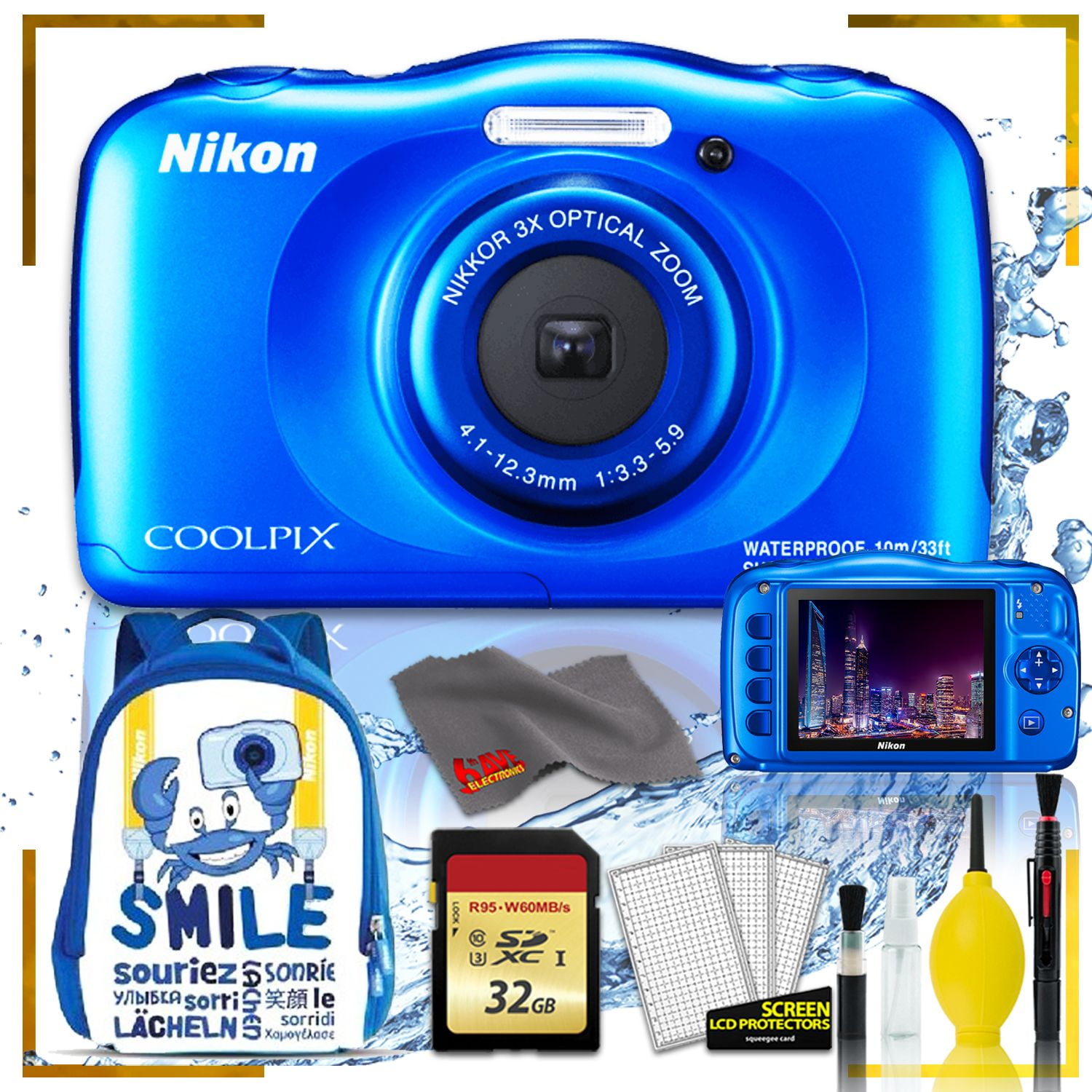 Nikon Coolpix W150 Digital Camera - Blue (Intl Model) with Camera