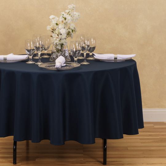Round Polyester Tablecloth Navy Blue, Round Navy Blue Tablecloth