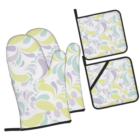 Gorgeous Lilac Oven Mitts and Pot Holders Sets Baking Sets for Kitchen BBQ Gloves Heat Resistant Cooking Abstract 4 Pieces