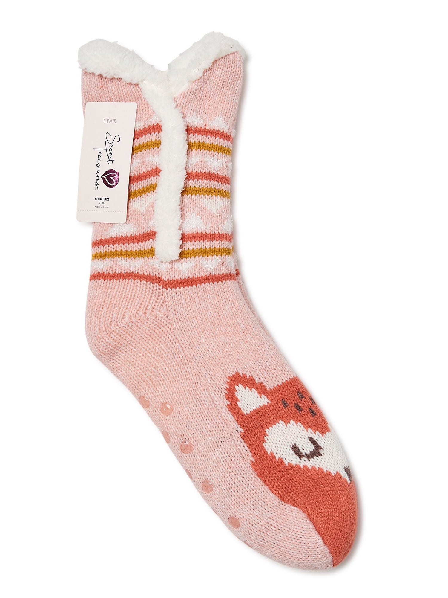 Secret Treasures Women's Fox Colossal Cozy Slipper Socks, 1-Pack