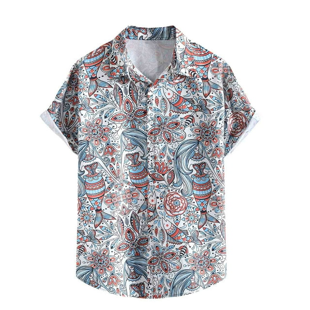 Birdeem Chemise Homme Imprimé Hawaïen Col à Revers Chemise Décontractée de Plage Haut Blouse