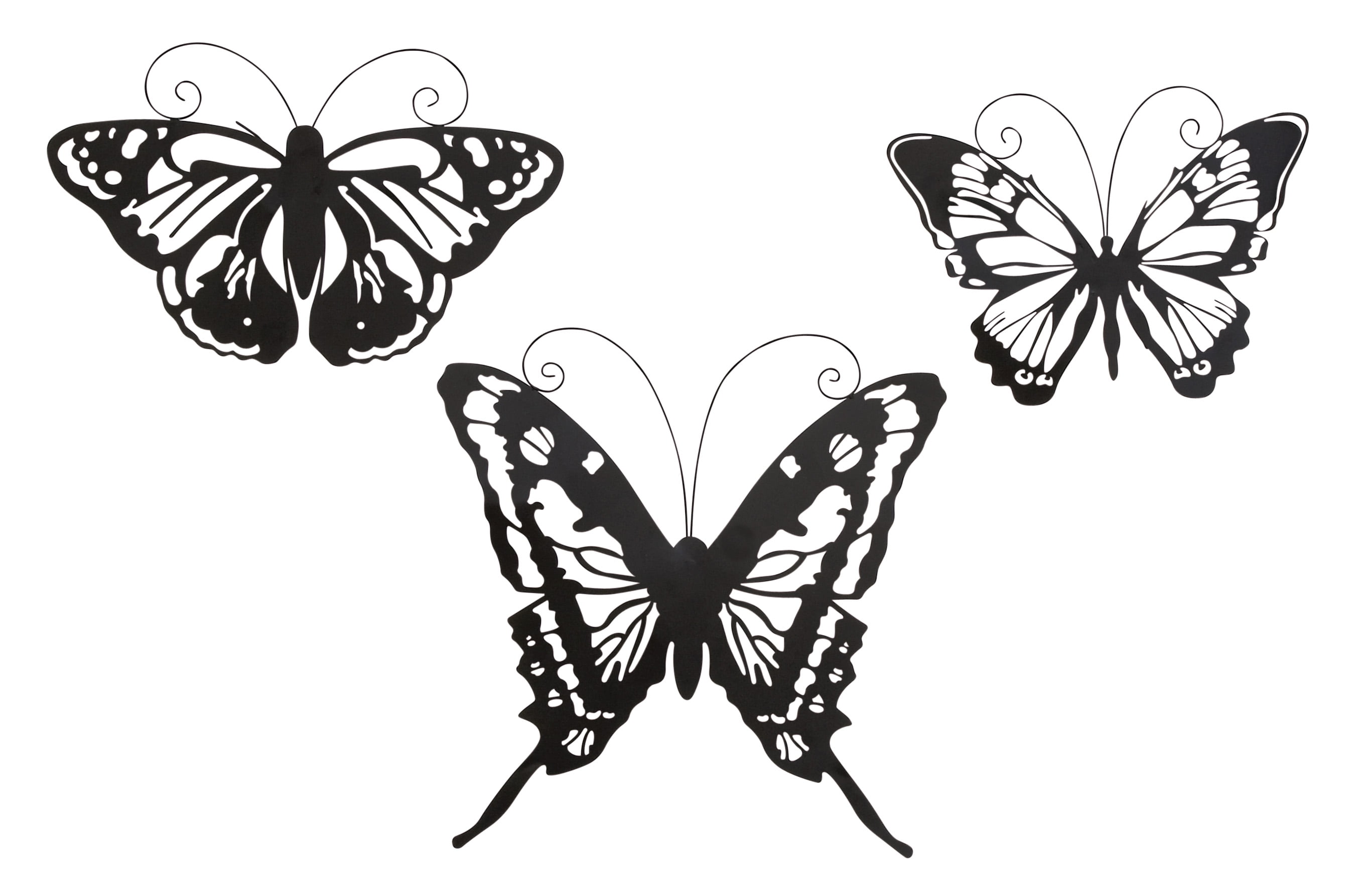 Decmode Modern 16, 17 And 19 Inch Iron Butterfly Wall Decor Set of 3