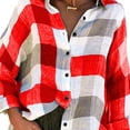 thumbnail image 1 of pitrice Blouse Femme Manches Longues Chemise à Carreaux Décontractée Ample Automne, Rouge, m, 1 of 8
