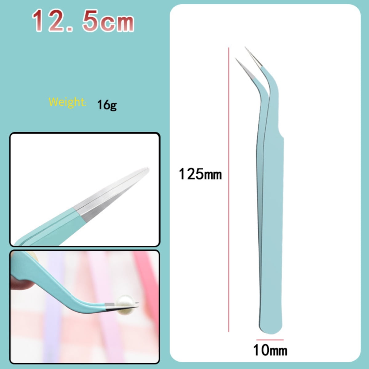 ManaPina Tweezers, Stainless Steel Handbook Clip Bent Tweezers False Eyelash Tweezers Multi-Functional Curved Mouth Clip