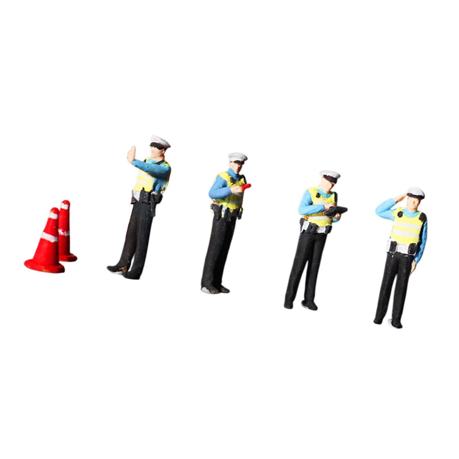 LeeQinersw 1:64 Miniature Traffic Police Figures Desktop Ornament Pretend Play Toys Diorama