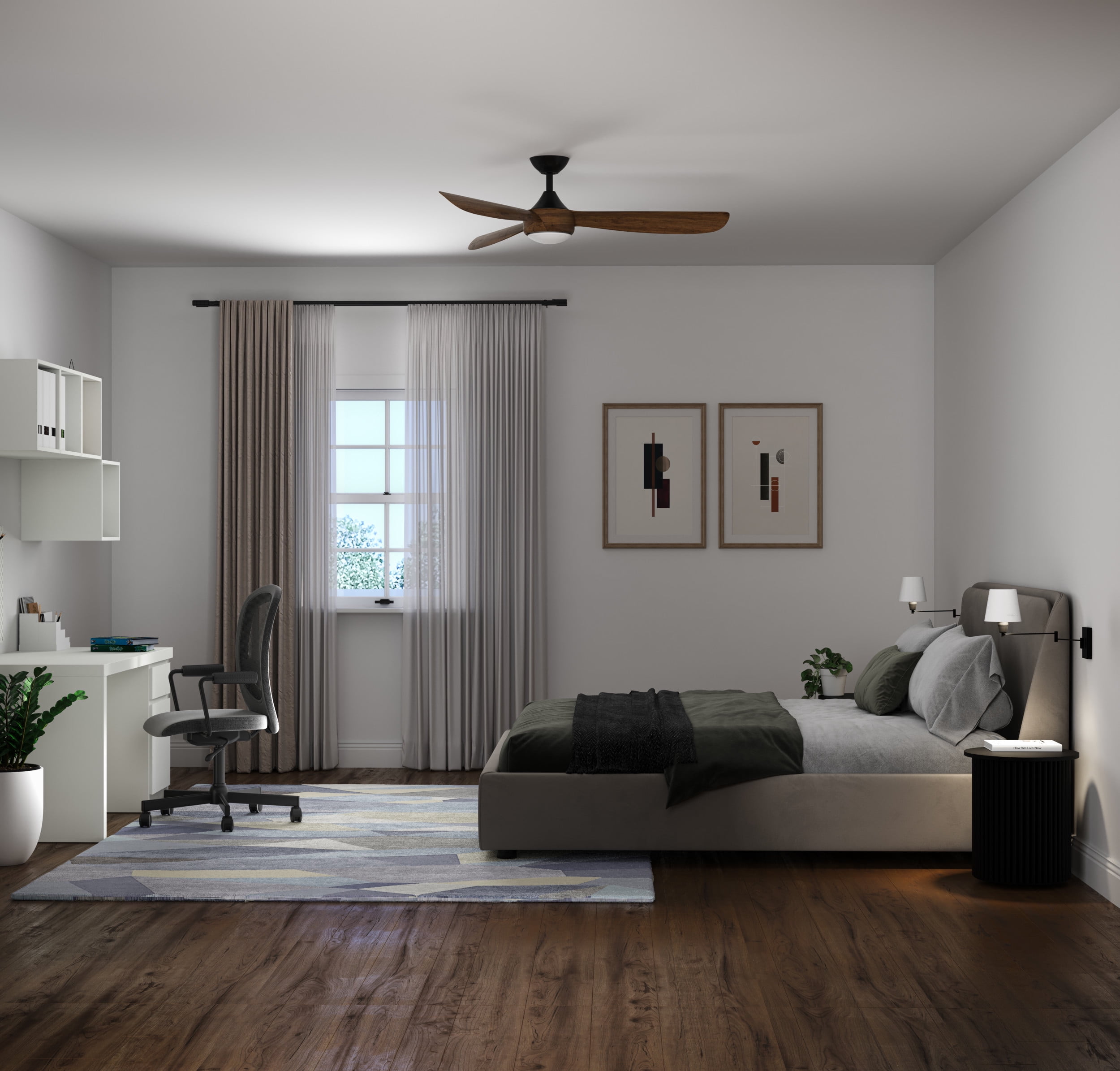 Avec Brechtin Collection 56'' Matte Black Modern 18W LED Indoor 3 Blade Ceiling Fan