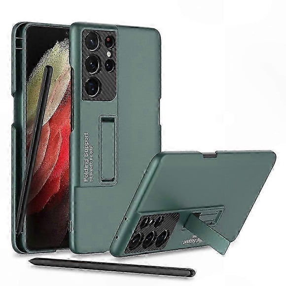Ultra-Thin Shockproof Case with Holder, Pen Slots & Stylus for Galaxy S21 Ultra 5G