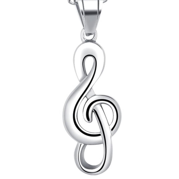Men's Stainless Steel Hip Hop Musical Note Charm Pendant Necklace Gift for Music Lovers