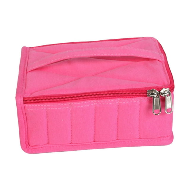 Estuche para aceites esenciales, caja de perfume, a prueba de polvo, gran capacidad, bolsa organizadora a prueba de golpes Rosa