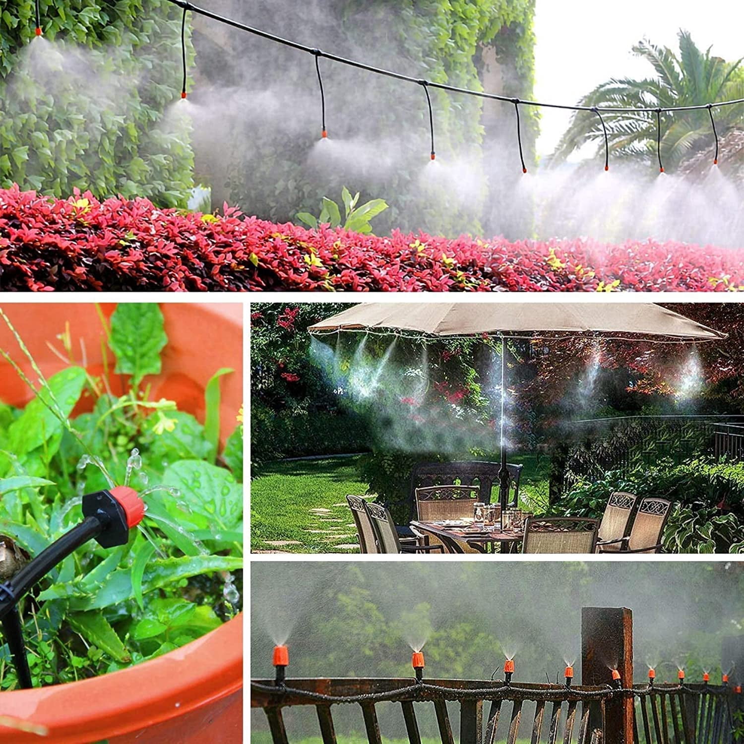 XEENSO 100ft Misting Drip Irrigation System Plant Timer, Self Garden Watering Hose Spray, Efficient Adjustable Drip Irrigation Kit for Self Garden Watering