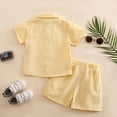 thumbnail image 6 of HAYIMI Toddler Boys Girls Short Sleeve Summer Casual Gentleman Tops Solid Color Shirts T Shirt Shorts Outfit Sets Stylish Clothes Sets, 6 of 6