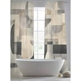 thumbnail image 5 of Abstract Sheer Curtains for Living Room Bedroom, Light-filtering Sheer Curtain, Vintage Beige Black Geometric Modern Contemporary Rod Pocket Voile Window Treatment Drapes, 52’’Wx96’’L, 2 Panels Set, 5 of 7