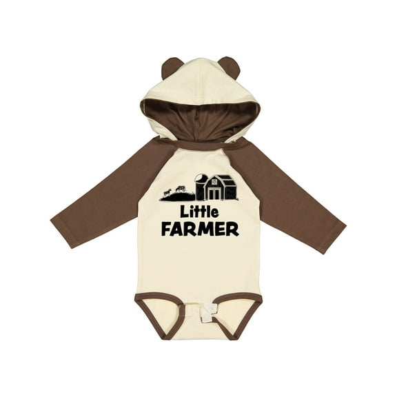 Inktastic Little Farmer Barn, Silo and Cows Boys or Girls Long Sleeve Baby Bodysuit