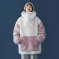 thumbnail image 2 of Womens Hoodie Pullover Print Big Size Long Pockets Cat Ear Top Cute Hooded Sweatshirts Pink 2XL, 2 of 8