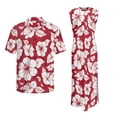 thumbnail image 4 of Yuyamidu Matching Outfits for Couples Hibiscus Dress Women Summer Maxi Dress Men's Button Down Shirts Sleeveless Crew Neck Loose Split Wrinkle-Free Beach Travel Vacation Long Sundress Red Men's L, 4 of 7