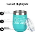 thumbnail image 5 of Mom Wine Tumbler, Because Mommin'' ani''t easy Funny Mom Gifts from Daughters Sons for Mother''s Day Christmas Xmas Gift, 12 Oz Stainless Steel Insulated Wine Tumbler with Lid and Straw, Mint, 5 of 6