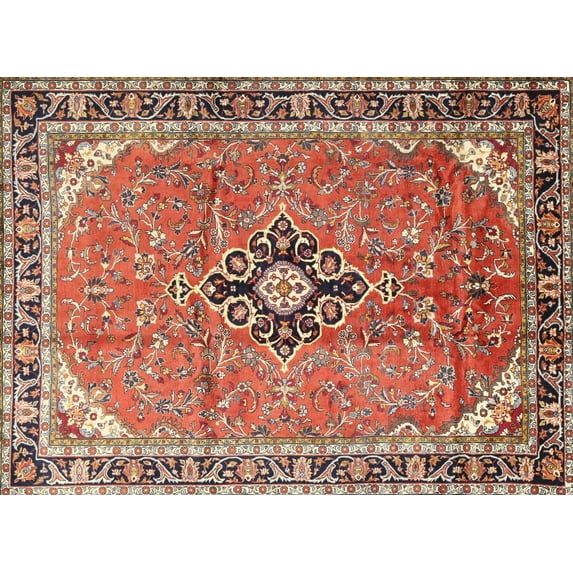 Ahgly Company Machine Washable Indoor Rectangle Traditional Fire Brick Red Area Rugs, 8' x 12'