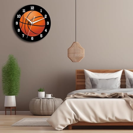 12 Inch Basketball Wall Clock — Silent Non‑Ticking Battery Operated Decorative Analog Wall Clock for Bedroom, Classroom & Office — Modern Sports Decor, Great Gift for Basketball Fans
