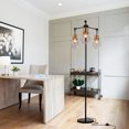 thumbnail image 3 of Industrial 3-Light Floor Lamp - Adjustable Wrought Iron Frame & Frosted Glass Shades | 22.8" Wide 63" High Oversized Base Plate E26 x3 Sockets for Living Room Hallway, 3 of 10