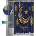thumbnail image 3 of Shower Curtain Waterproof Shower Curtain for Bathroom,Bathtub,Shower, Ramadan Mubarak Eid Mubarak Gold Star Moon Blue Shower Curtain Set with Hooks for Home Decoration 72x72 Inch, 3 of 6