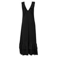 thumbnail image 5 of ChaoHeng Sundresses for Women for 2026 Solid Round Neck Tier Ruffle Sleeveless Flowy Beach Summer Dresses Black XXL, 5 of 6