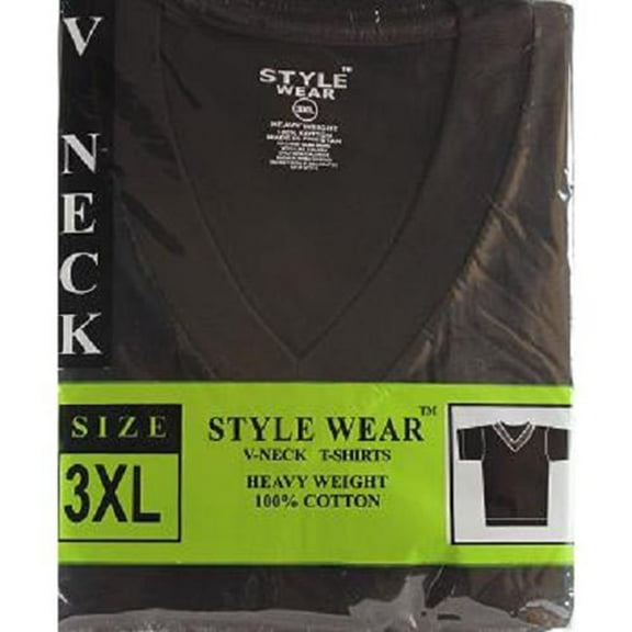 Style Wear T-Shirt - V Neck Blk 3Xl - 1 count only