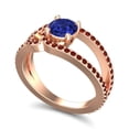 thumbnail image 2 of 2.50 Carat Unique Round Cut Blue Sapphire & Garnet Gemstone Wedding Ring for Women 18K Rose Gold Size 6.5 by Diamond-Capitals, 2 of 8