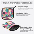 thumbnail image 3 of Yayeee Oven Mitts and Pot Holder Set of 2 Heat Resistant Kitchen Gloves Baking Hot Pad, Pink Geometric, 3 of 5