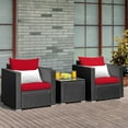 thumbnail image 3 of Patiojoy 3PCS Patio Rattan Furniture Conversation Set with 2 Cushioned Sofas & Coffee Table for Outdoor Red, 3 of 7