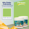 thumbnail image 2 of PINTEX Galon de Pintura para Pared Vinil-Acrílica | Fácil Aplicación, Alta Cobertura y Resistente a la Lluvia | Pintura Acrilica para Interiores Exteriores Mate | 3.8 L c/u | Color(VERDE MANZANA), 2 of 8