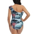 thumbnail image 5 of Easygdp Lighthouse in a Stormy Sea Women's One Shoulder Ruffle Monokini Bathing Suits with Removable Chest Pad, Quick Drying - Small, 5 of 8