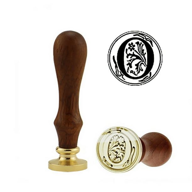 Juego de sellos de cera de sellado de letras Juego de sellos de sello retro con mango de madera y cabeza de cobre Scienceny EL4447-15B