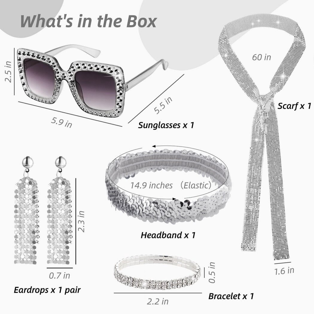 Set Discoteca Anni 70: Orecchini A Sfera Specchiata + Collana + Bracciale – Accessori Feste A Tema E Halloween