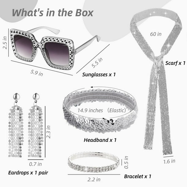 MisFun Bandeau Boule Disco Argenté - Accessoire Miroir à Facettes Pour Fête, Carnaval, Halloween, Costume Disco