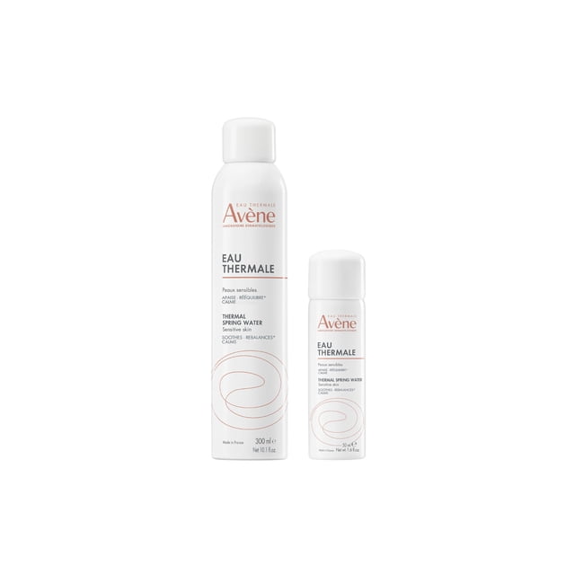 Bruma facial en aerosol Avene, agua termal de 300 ml y 50 ml