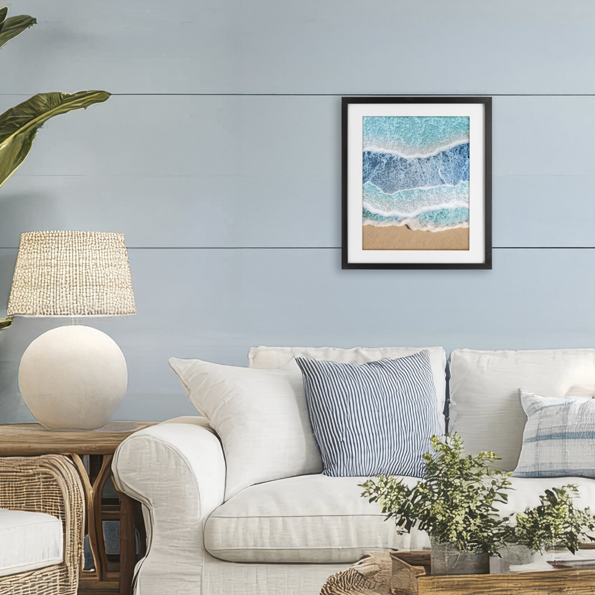 Stupell Industries Overlapping Shore Waves Black Framed Print Under Glass, design by Jesse Keith