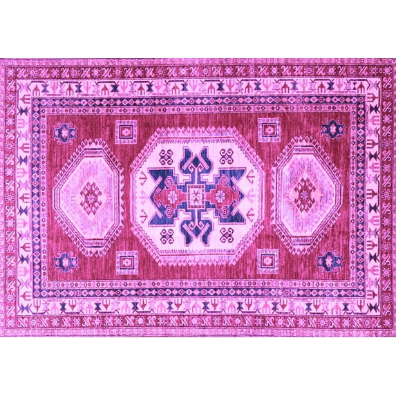 Ahgly Company Indoor Rectangle Geometric Purple Traditional Area Rugs, 6' x 9'