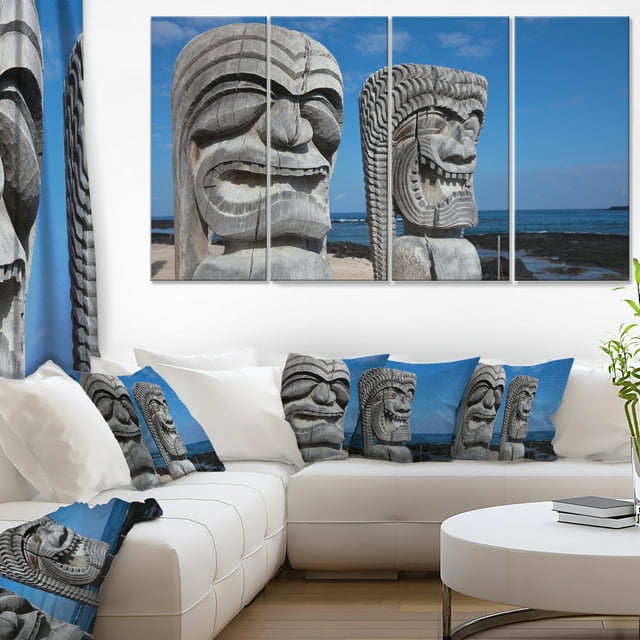 Hawaiian Tiki Gods - Oversized Landscape Canvas Art