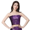 thumbnail image 3 of Top de tubo de lentejuelas para danza del vientre, blusa para mujeres y niñas, ropa para el pecho , Festival, danza del vientre Violeta Macarena Top tubo de danza del vientre, 3 of 8