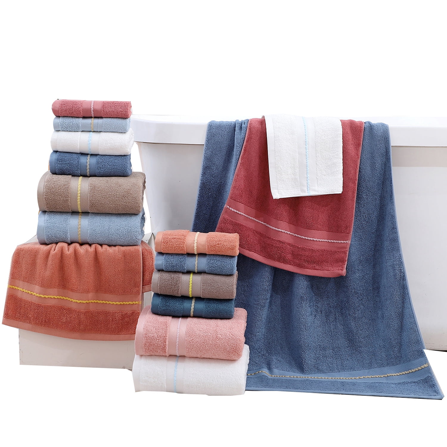 Nvzi Towels 6Piece 13.39x29.13inch Perfect Everyday Shower Towels, Light Weight, Bamboo fiber towel for Your Bathroom for Bathroom and Powder Room (Baby blue)