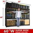 thumbnail image 5 of REIBII 60"W Garage Shelving Loads 2500LBS Storage Shelves Heavy Duty Shelving Units Adjustable 4-Tier Metal Shelving for Storage Rack Industrial Utility Shelf 60"W*60"H*24"D, 5 of 7